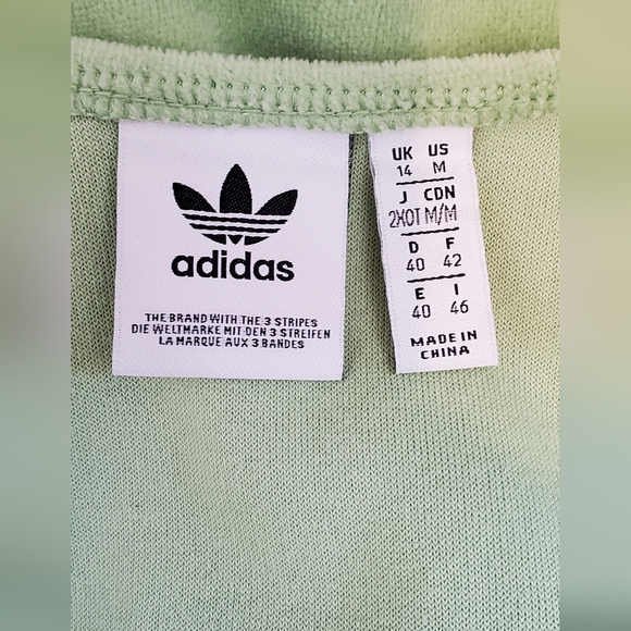 Adidas Green Velour Off The Shoulder Cropped Sweatshirt Size Medium - Picture 11 of 12